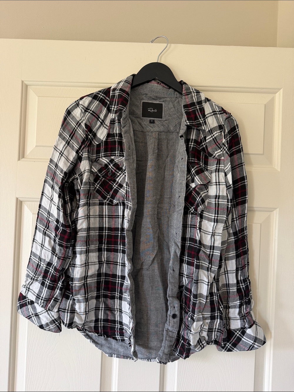 Rails Black White and Burgundy Plaid Button-Down Shirt - Womens